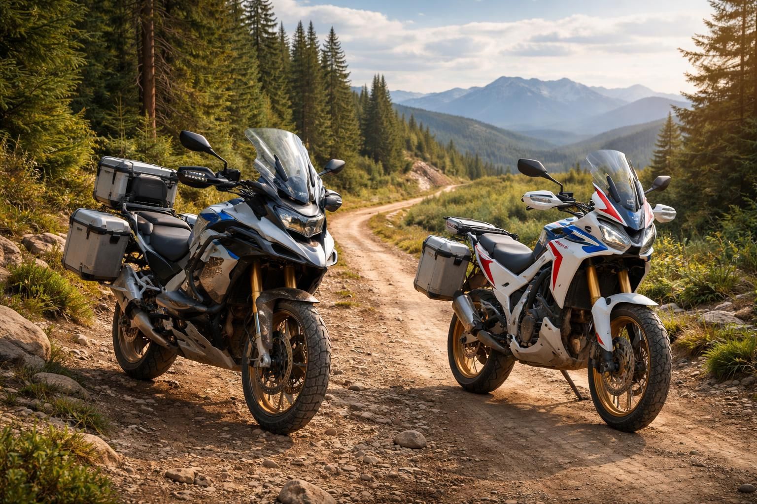 découvrez les motos parfaites pour les voyageurs nomades : les bmw gs 1250 adventure et honda africa twin, idéales pour toutes les routes et aventures.